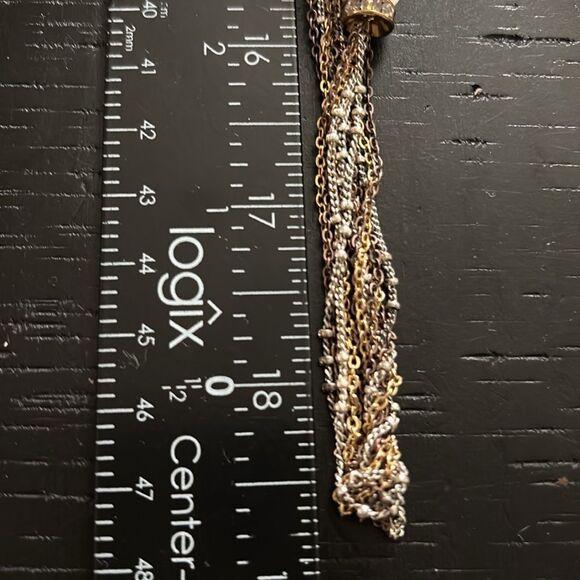 Loft Multi Chain Multi Tone Chain Moonstone Long Necklace - Picture 8 of 9